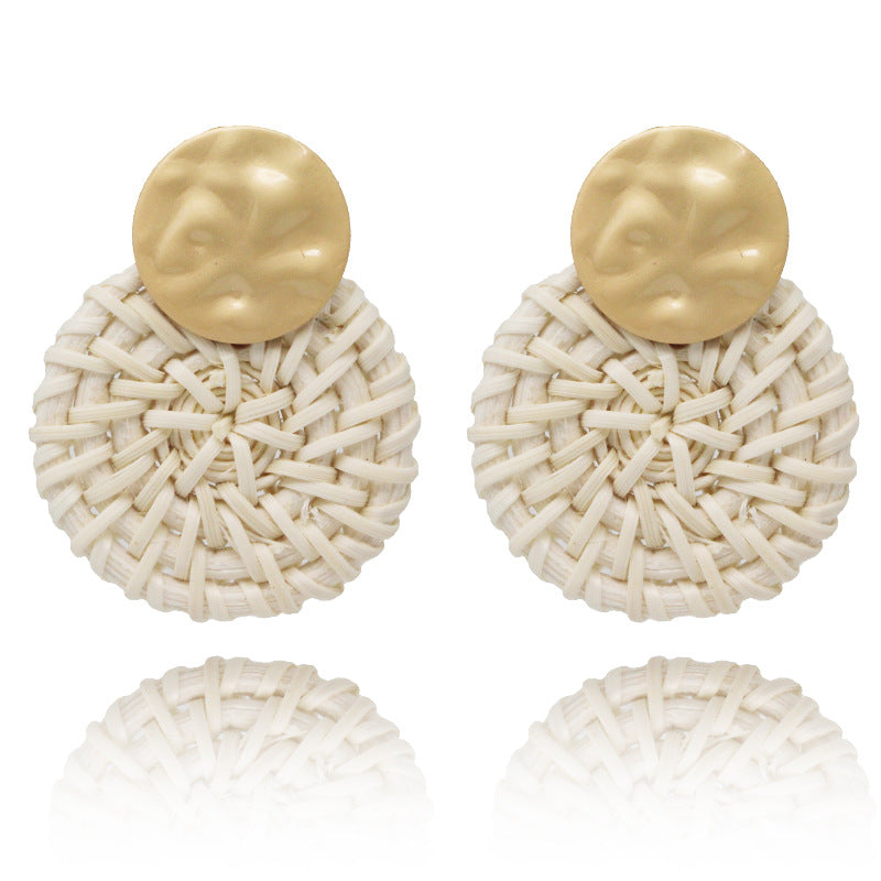 Wholesale Fashion Creative Hand-woven Rattan Vintage Tassel Earrings